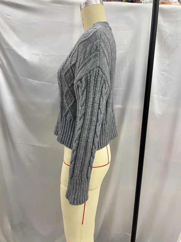 Fashion Grey V-neck Knitted Sweater,Sweater