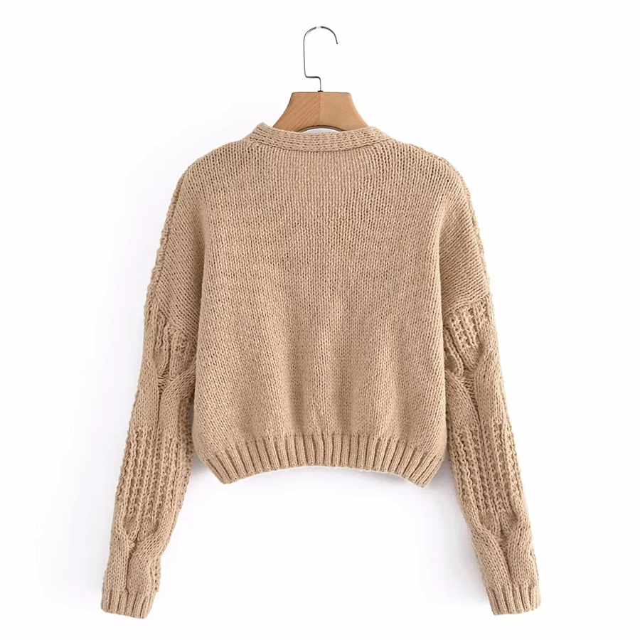Fashion Brown Coarse Wool Knitted Cardigan,Sweater