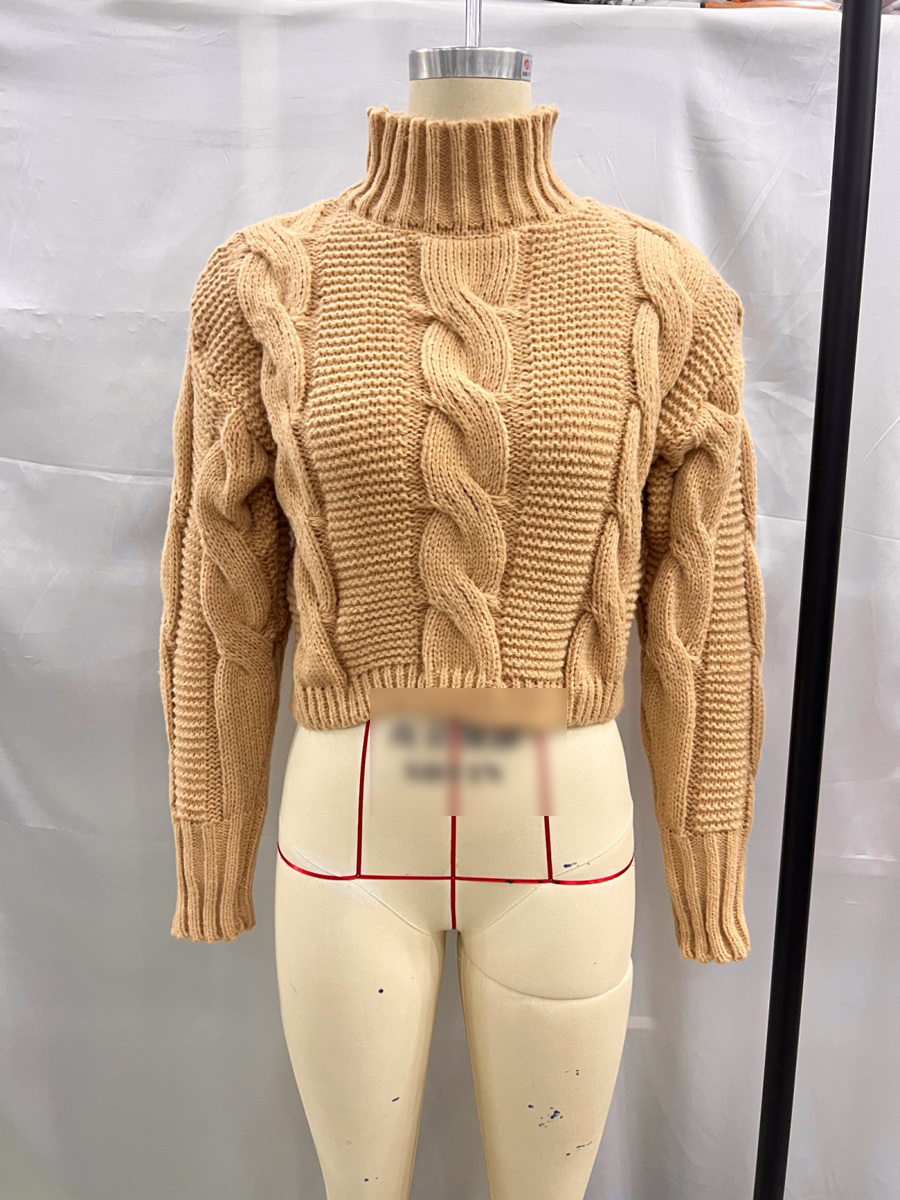 Fashion Brown Twist Pullover Knitted Sweater,Sweater