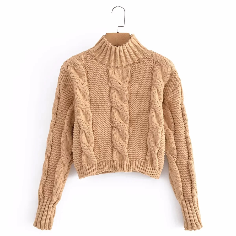 Fashion Brown Twist Pullover Knitted Sweater,Sweater