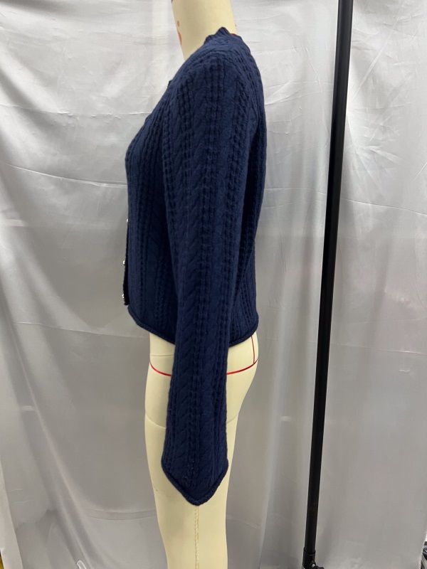 Fashion Blue Flared Sleeve Twist Knit Cardigan,Sweater