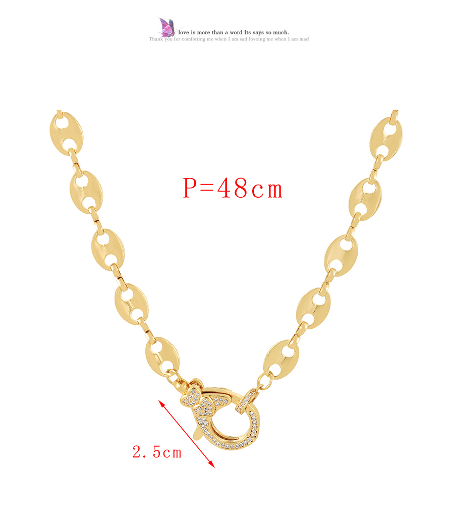 Fashion Gold-2 Copper Openwork Pig Nose Necklace,Necklaces