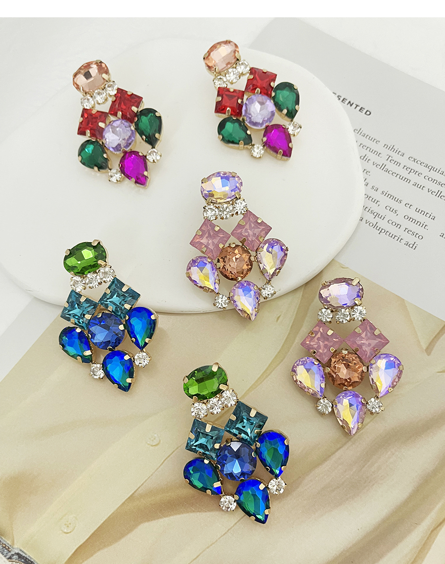 Fashion Ab Color Alloy Diamond Geometric Stud Earrings,Stud Earrings