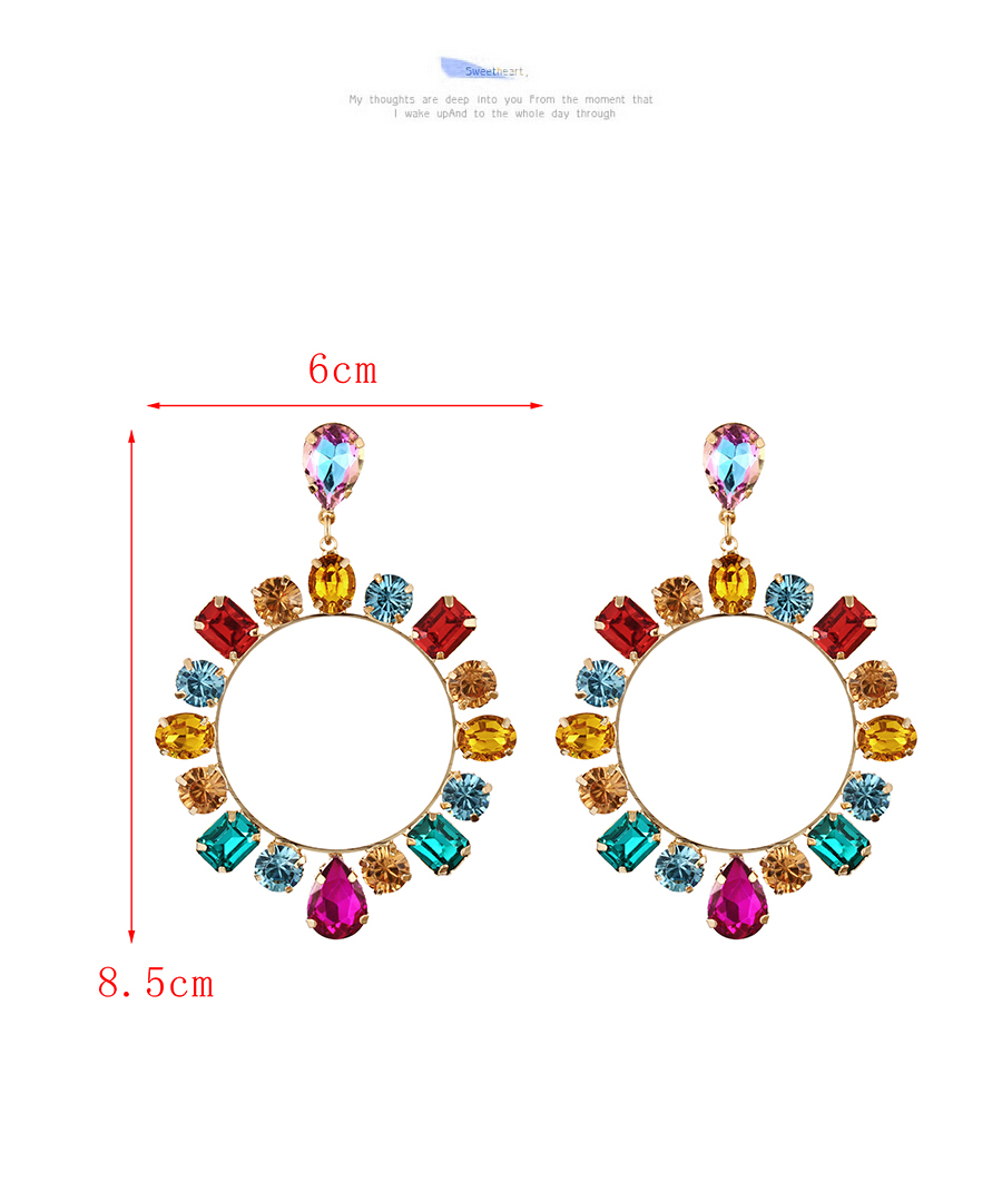 Fashion Red Alloy Diamond Ring Drop Stud Earrings,Stud Earrings