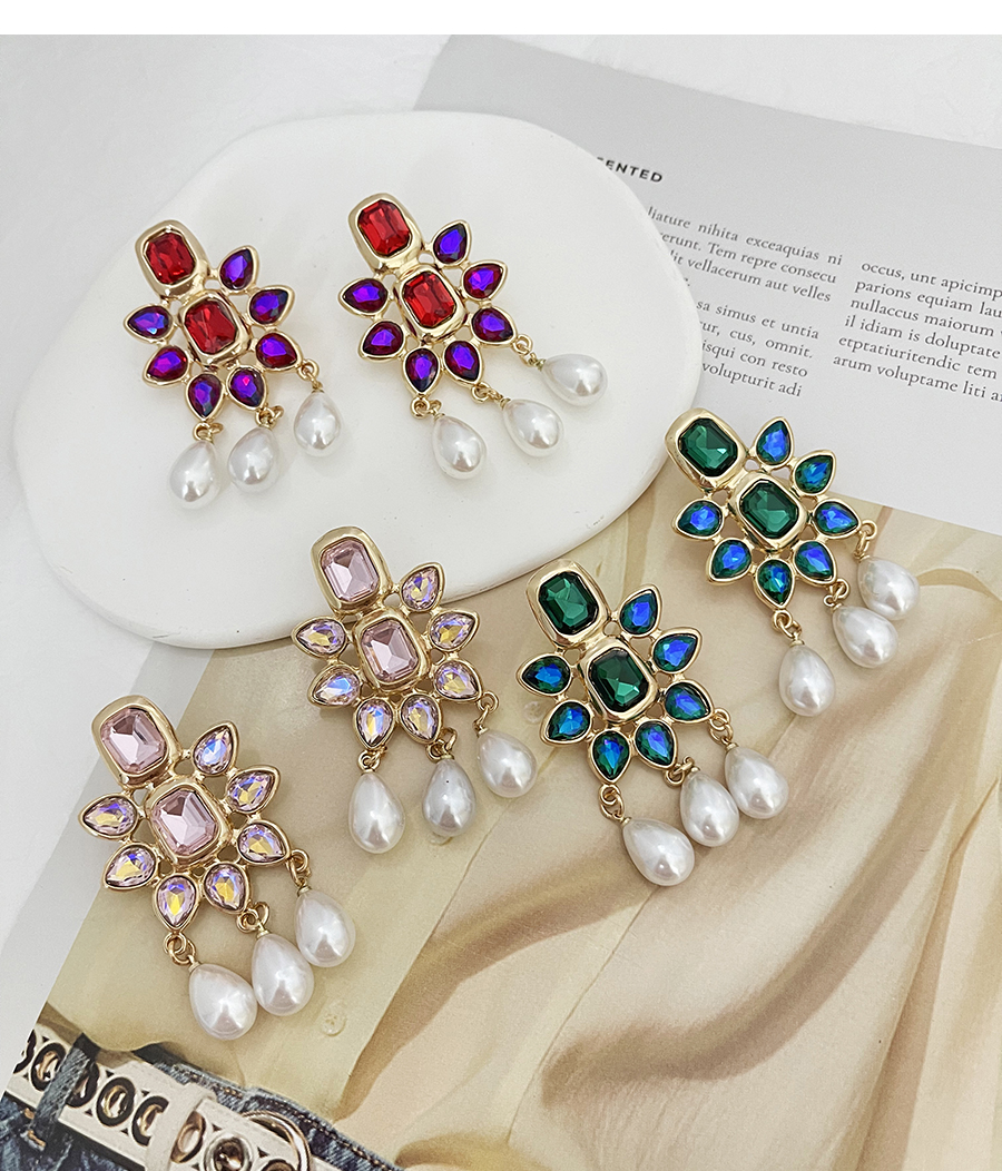 Fashion White Alloy Diamond Drop Pearl Tassel Stud Earrings,Stud Earrings