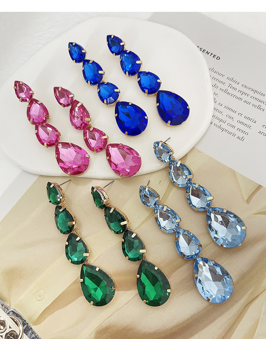 Fashion Royal Blue Alloy Diamond Drop Earrings,Stud Earrings