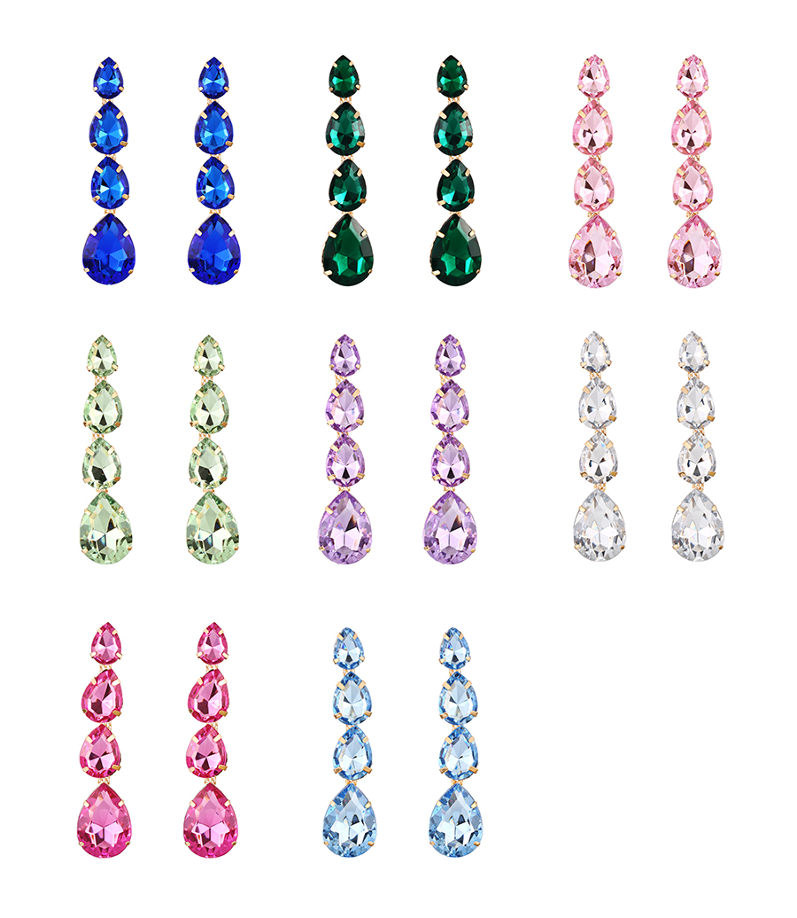 Fashion Blue Alloy Diamond Drop Earrings,Stud Earrings