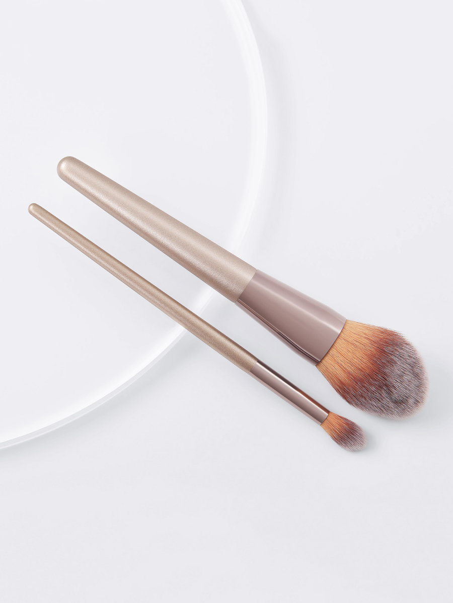 Fashion Champagne Gold 2 Champagne Gold Flame Loose Powder Brush Set,Beauty tools