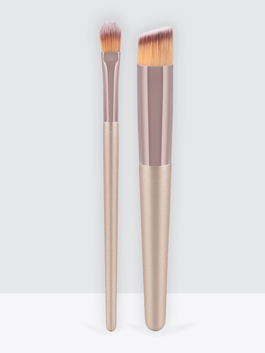 Fashion Champagne Gold Set Of 2 Champagne Gold Slanted Foundation Brushes,Beauty tools