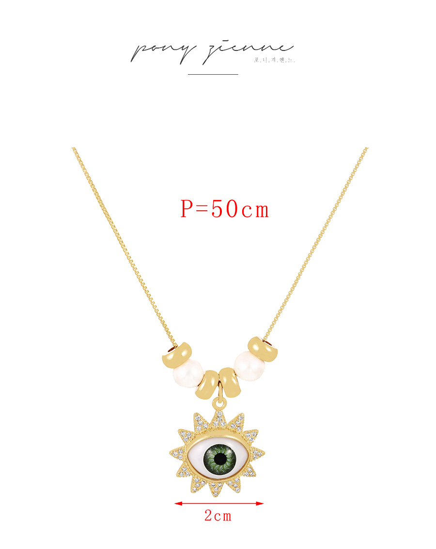 Fashion Maroon Bronze Zirconium Pearl Eye Pendant Necklace,Necklaces