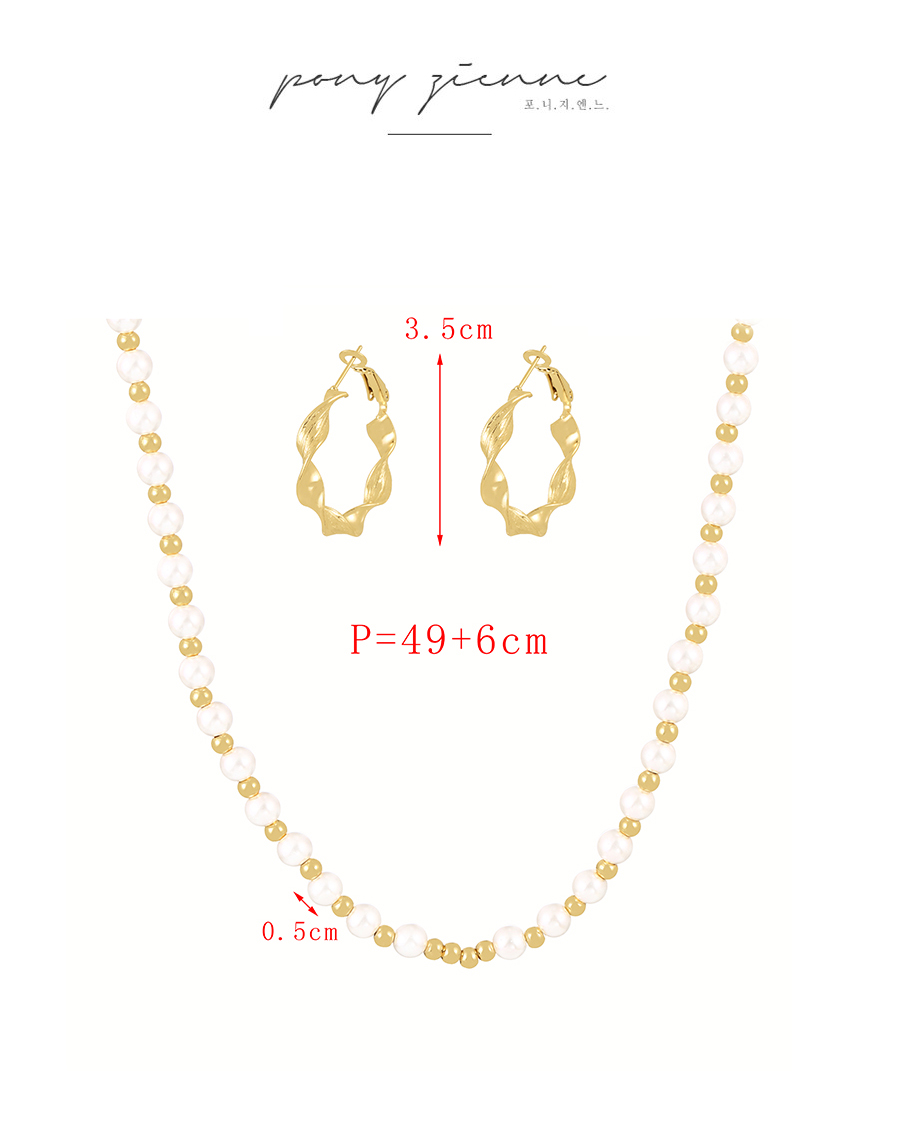 Fashion Gold Copper Pearl Beaded Necklace,Necklaces