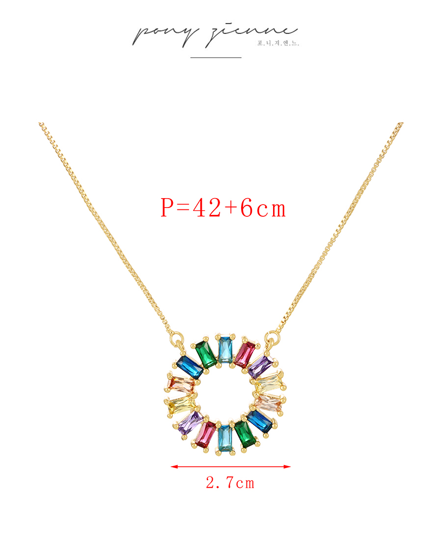 Fashion Gold-6 Bronze Zirconium Round Pendant Necklace,Necklaces