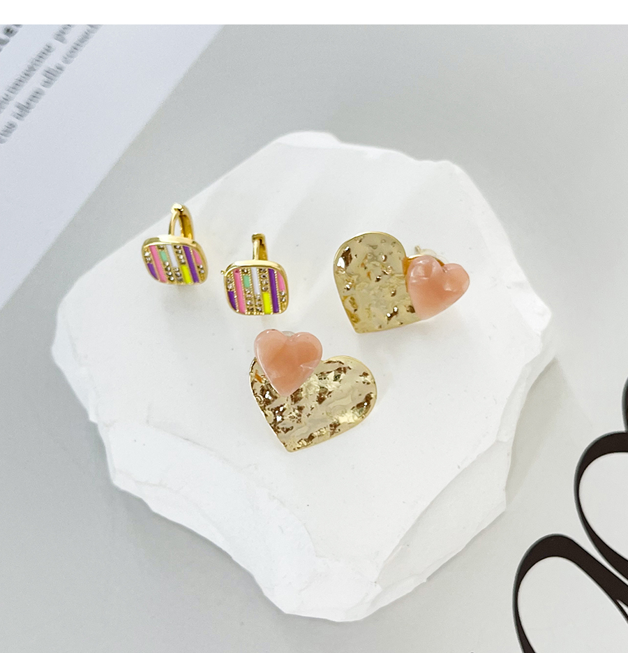 Fashion Gold Bronze Zirconium Oil Contrast Square Earrings,Earrings