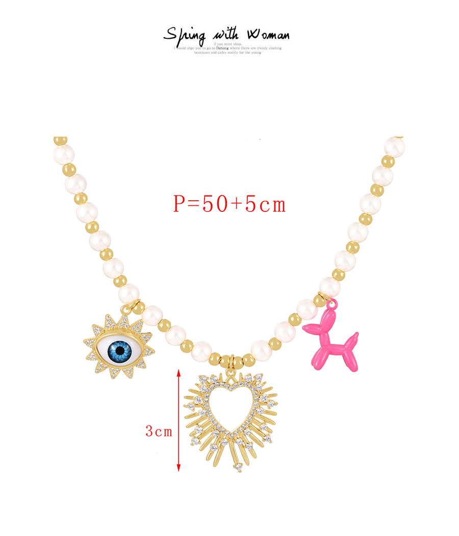 Fashion Red Copper Inlaid Zirconium Beaded Oil Eyes Love Balloon Dog Pendant Necklace,Necklaces
