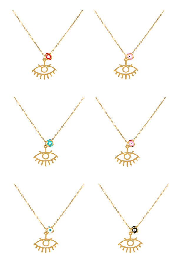 Fashion Color Titanium Steel Drip Eye Pendant Necklace,Necklaces