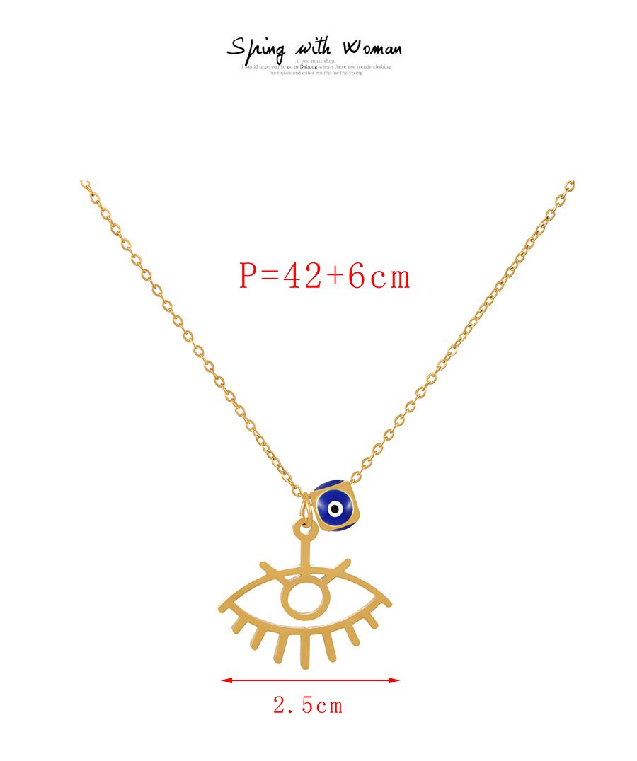 Fashion Navy Blue Titanium Steel Drip Eye Pendant Necklace,Necklaces