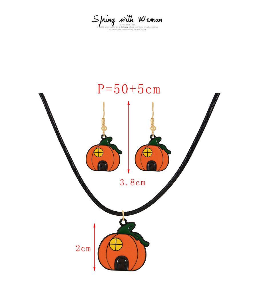 Fashion Color Alloy Drop Oil Halloween Pumpkin Pu Necklace,Pendants