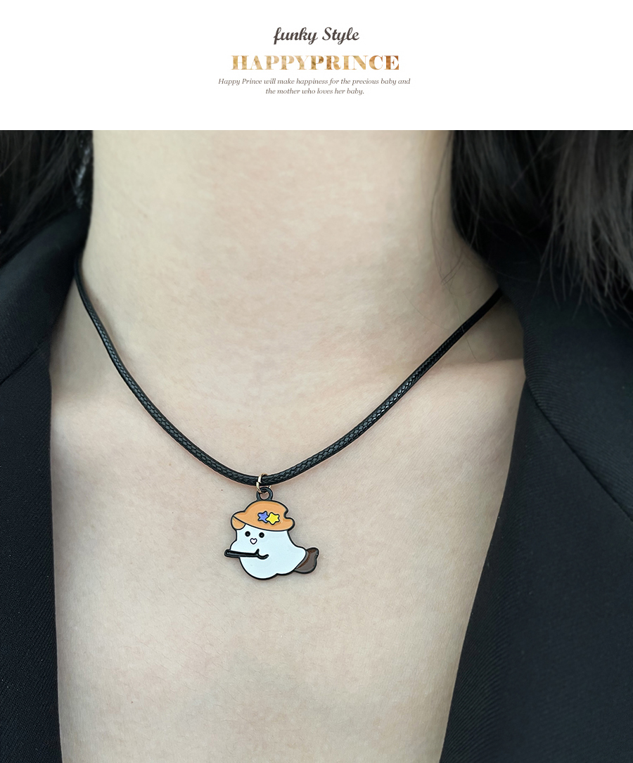 Fashion Color Alloy Drip Oil Halloween Ghost Pu Necklace,Pendants