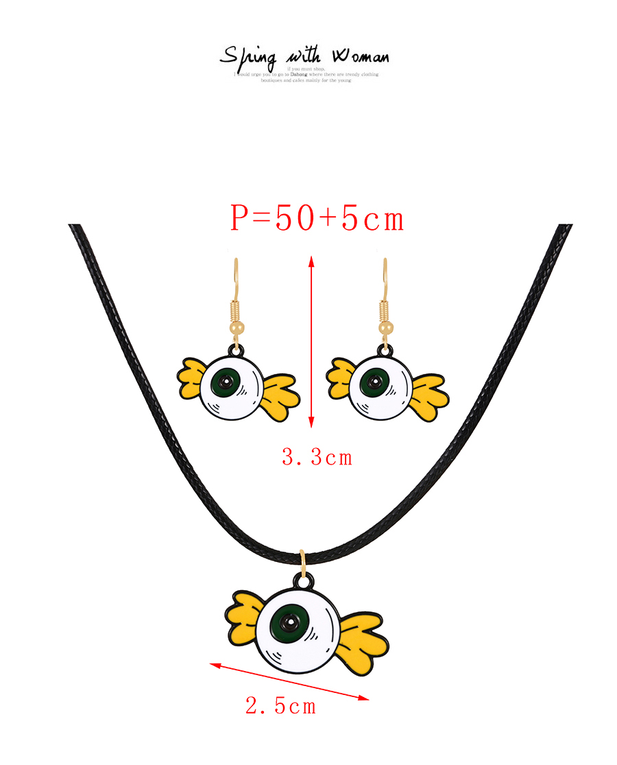 Fashion Color Alloy Drop Oil Halloween Candy Eye Pu Necklace,Pendants