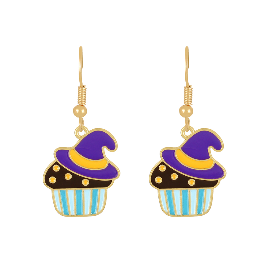 Fashion Color-2 Alloy Drip Halloween Hat Cake Earrings,Drop Earrings