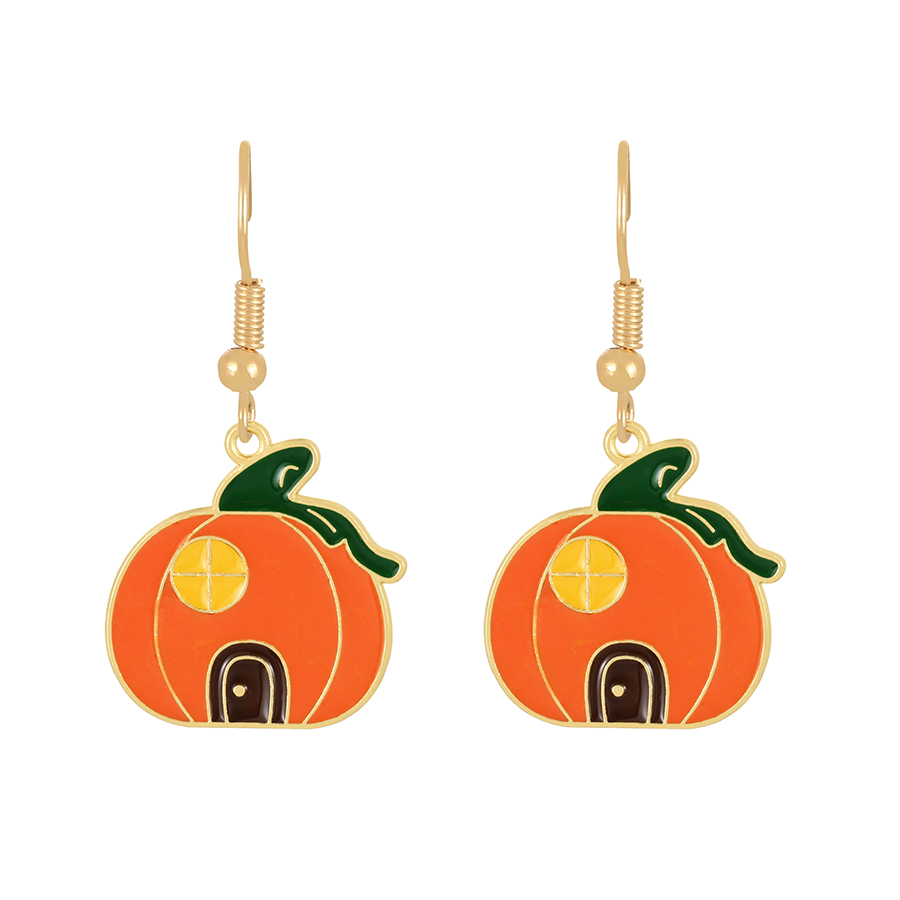 Fashion Color Alloy Drop Oil Halloween Pumpkin Pu Necklace,Pendants
