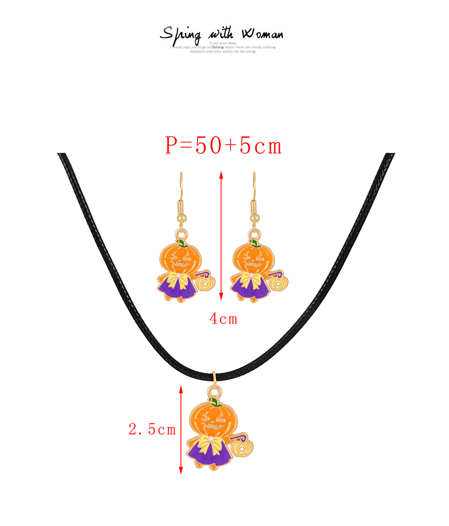 Fashion Color Alloy Drop Oil Halloween Pumpkin Imp Pu Necklace,Pendants