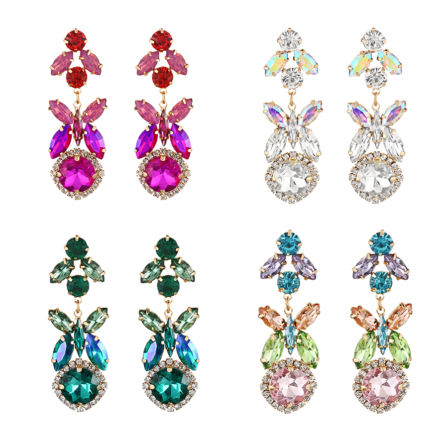 Fashion Green Alloy Diamond Geometric Drop Earrings,Drop Earrings