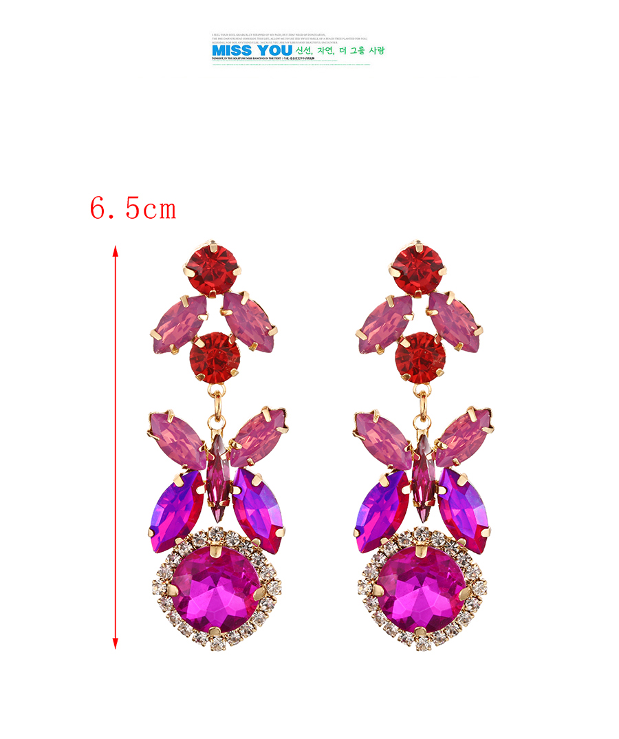 Fashion Red Alloy Diamond Geometric Drop Earrings,Drop Earrings