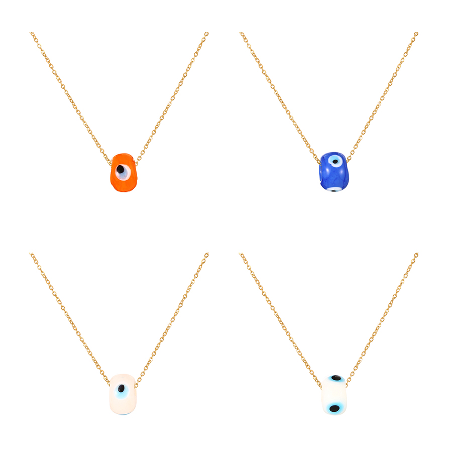 Fashion Orange Titanium Steel Resin Eye Pendant Necklace,Necklaces
