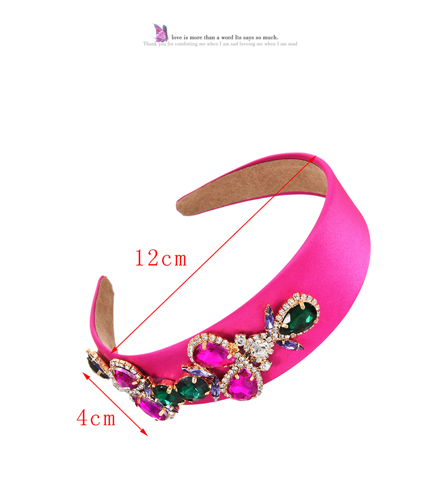 Fashion Rose Red Fabric Alloy Diamond Water Drop Headband (4cm),Head Band