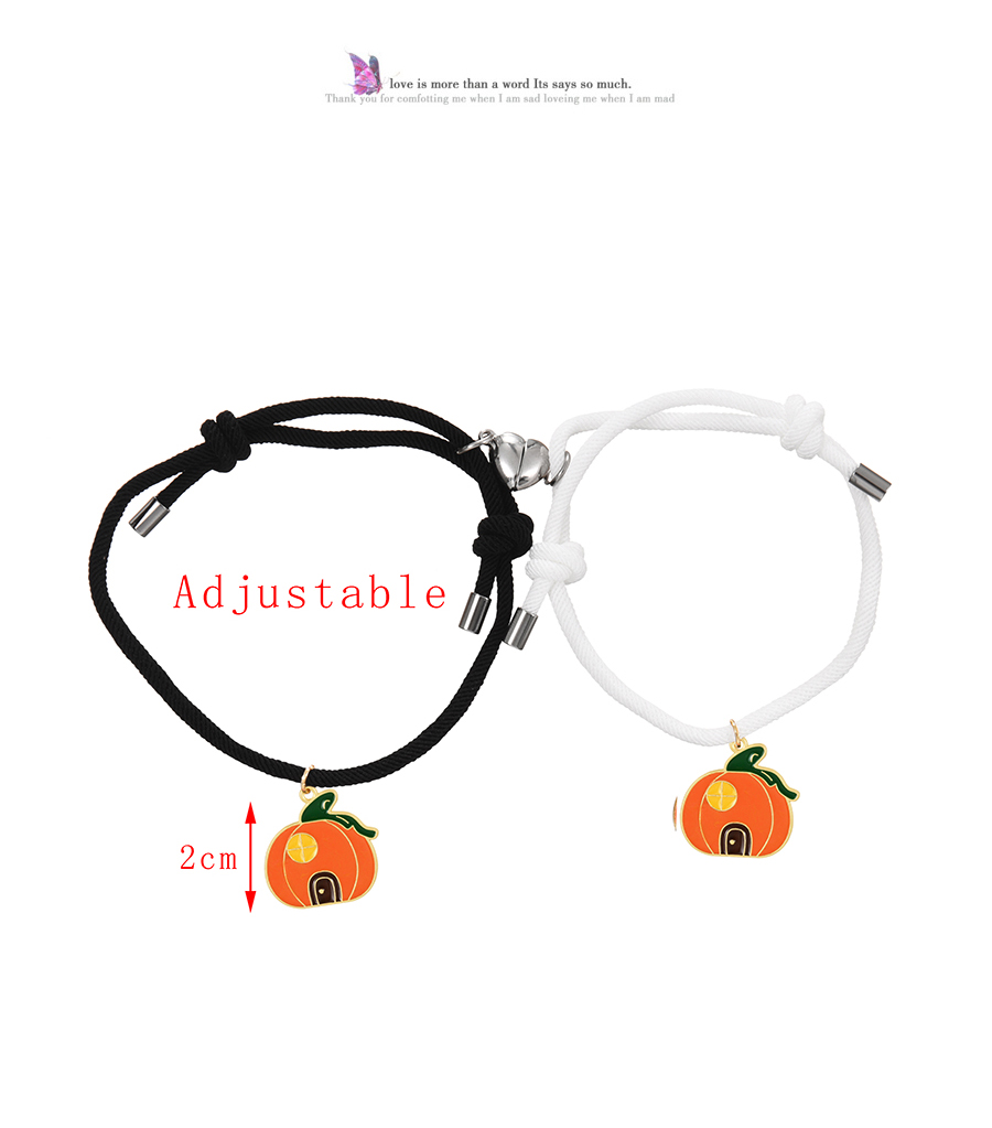 Fashion Color Alloy Drip Oil Halloween Pumpkin Love Magnetic Black And White Braided Bracelet,Fashion Bracelets
