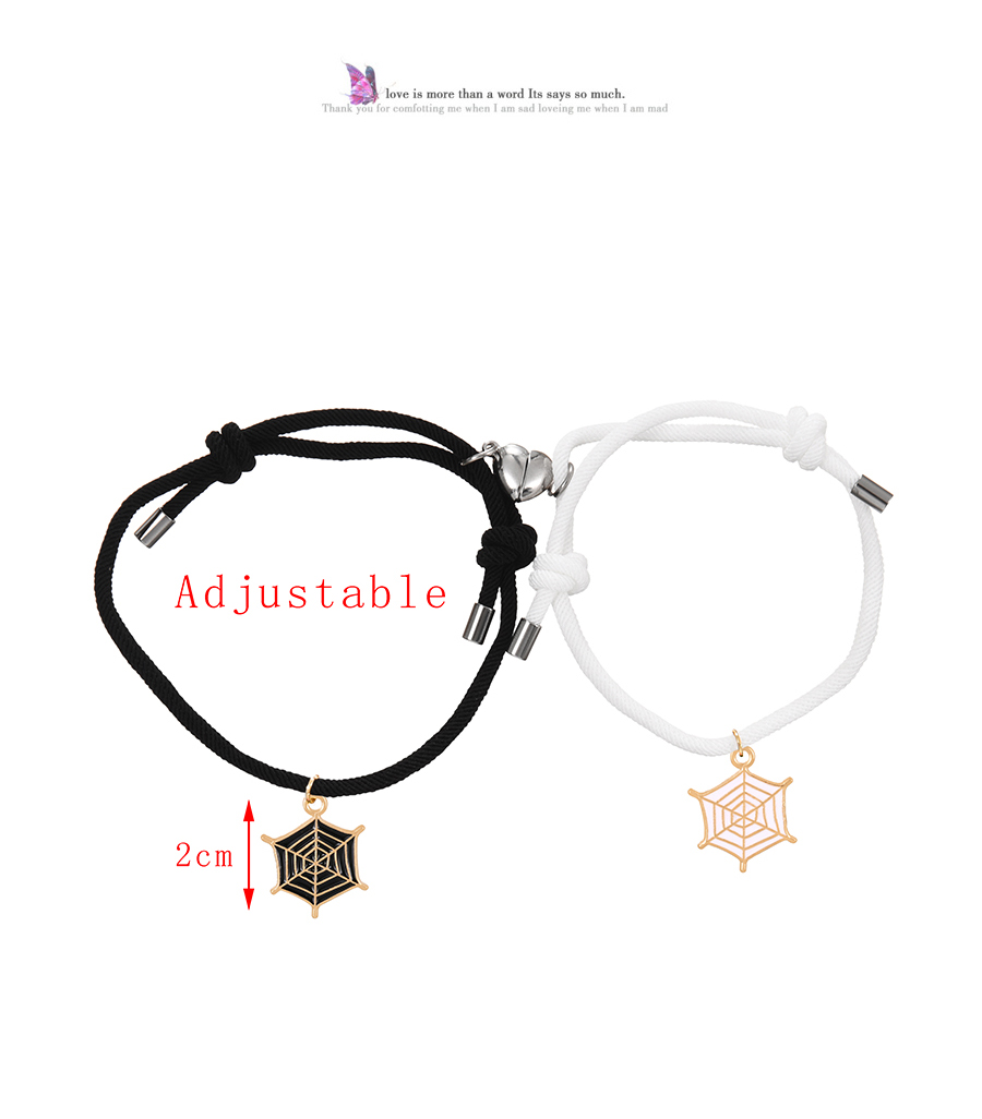 Fashion Color Alloy Drip Oil Halloween Spider Web Love Magnetic Black And White Braided Bracelet,Fashion Bracelets