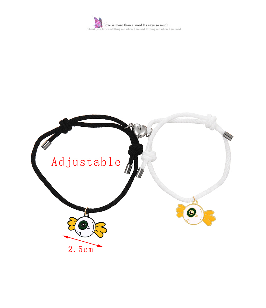 Fashion Color Alloy Drop Oil Halloween Candy Eyes Love Magnetic Black And White Braided Bracelet,Fashion Bracelets