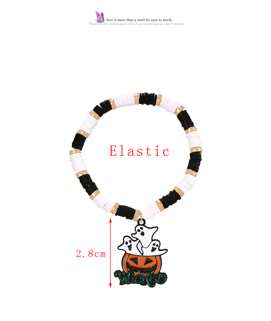 Fashion Color-7 Alloy Drip Oil Cartoon Halloween Ghost Pendant Soft Clay Bracelet,Beaded Bracelet