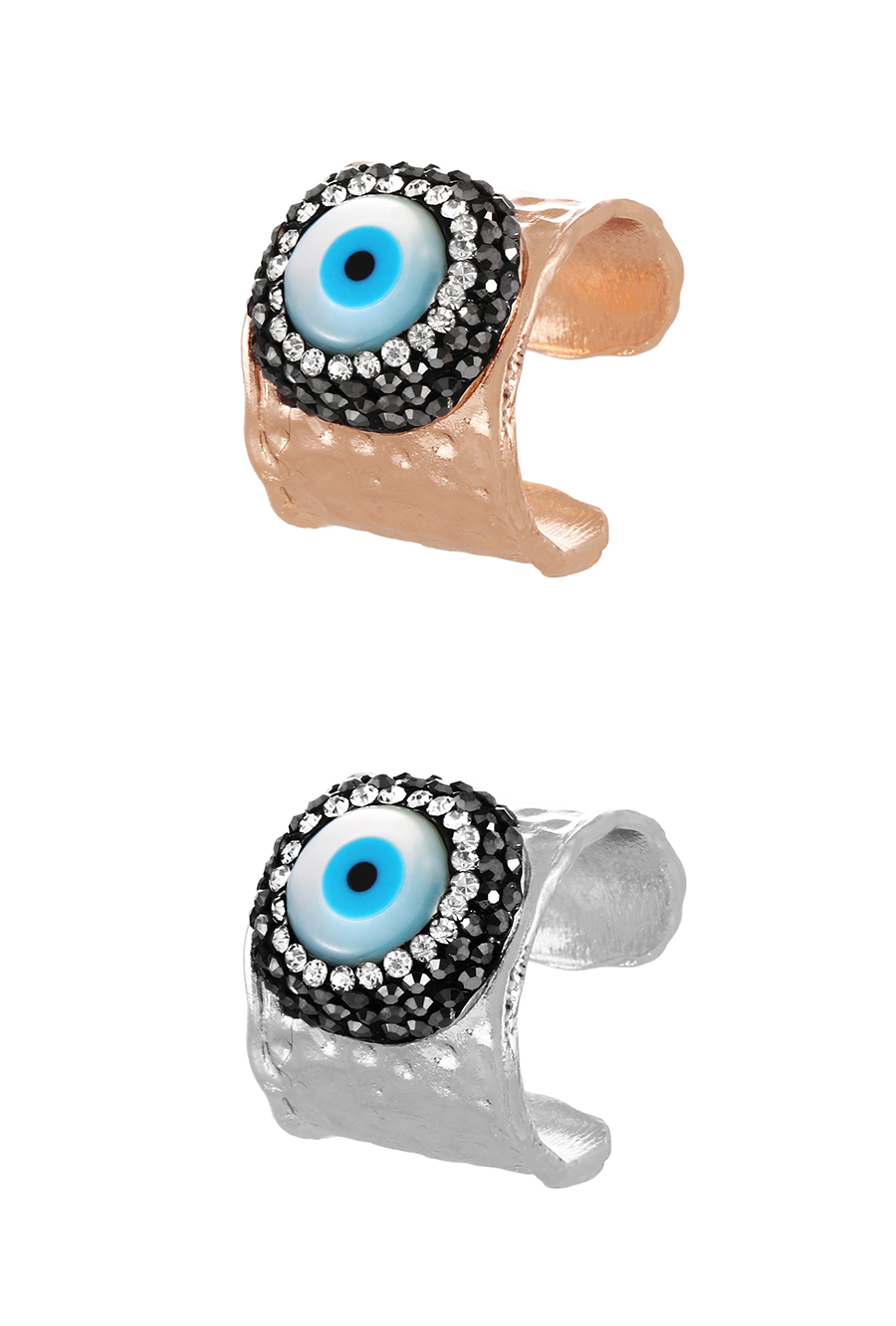 Fashion Silver Bronze Zircon Shell Eye Ring,Rings