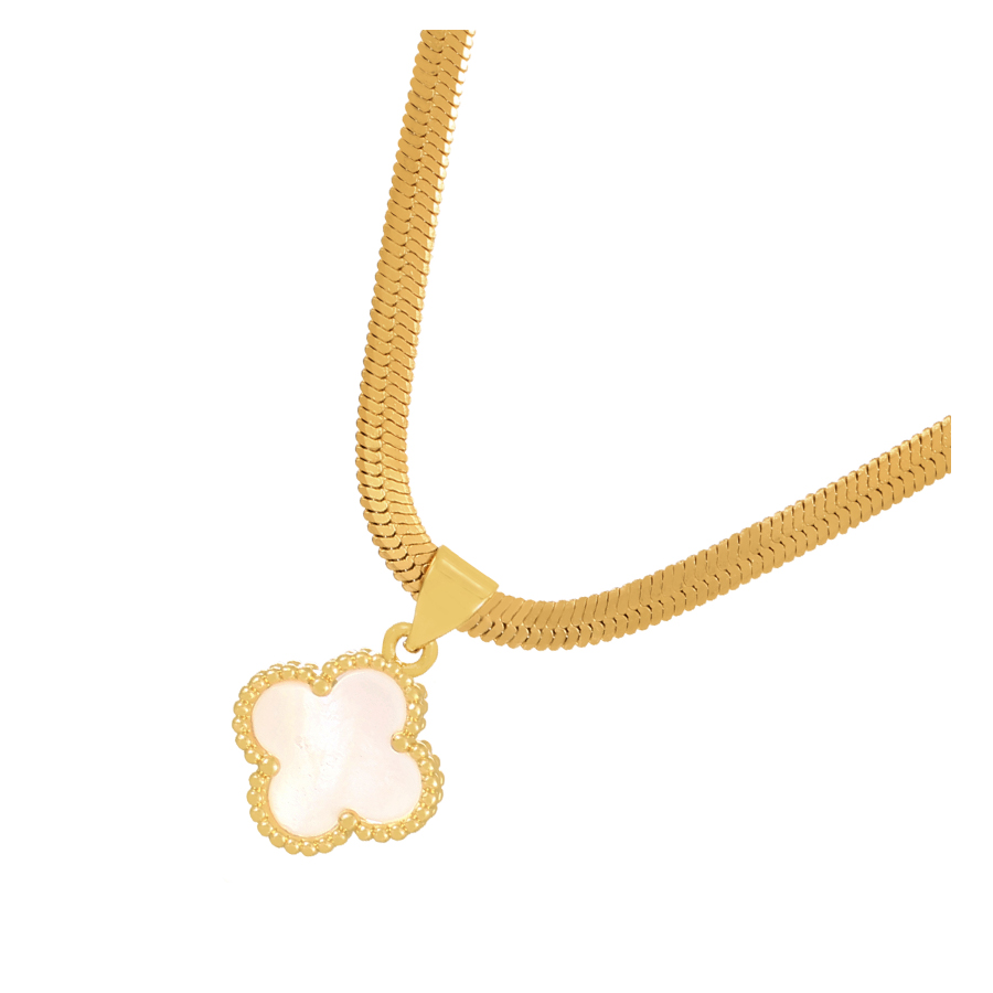 Fashion Gold Titanium Snake Bone Chain Clover Shell Necklace,Necklaces