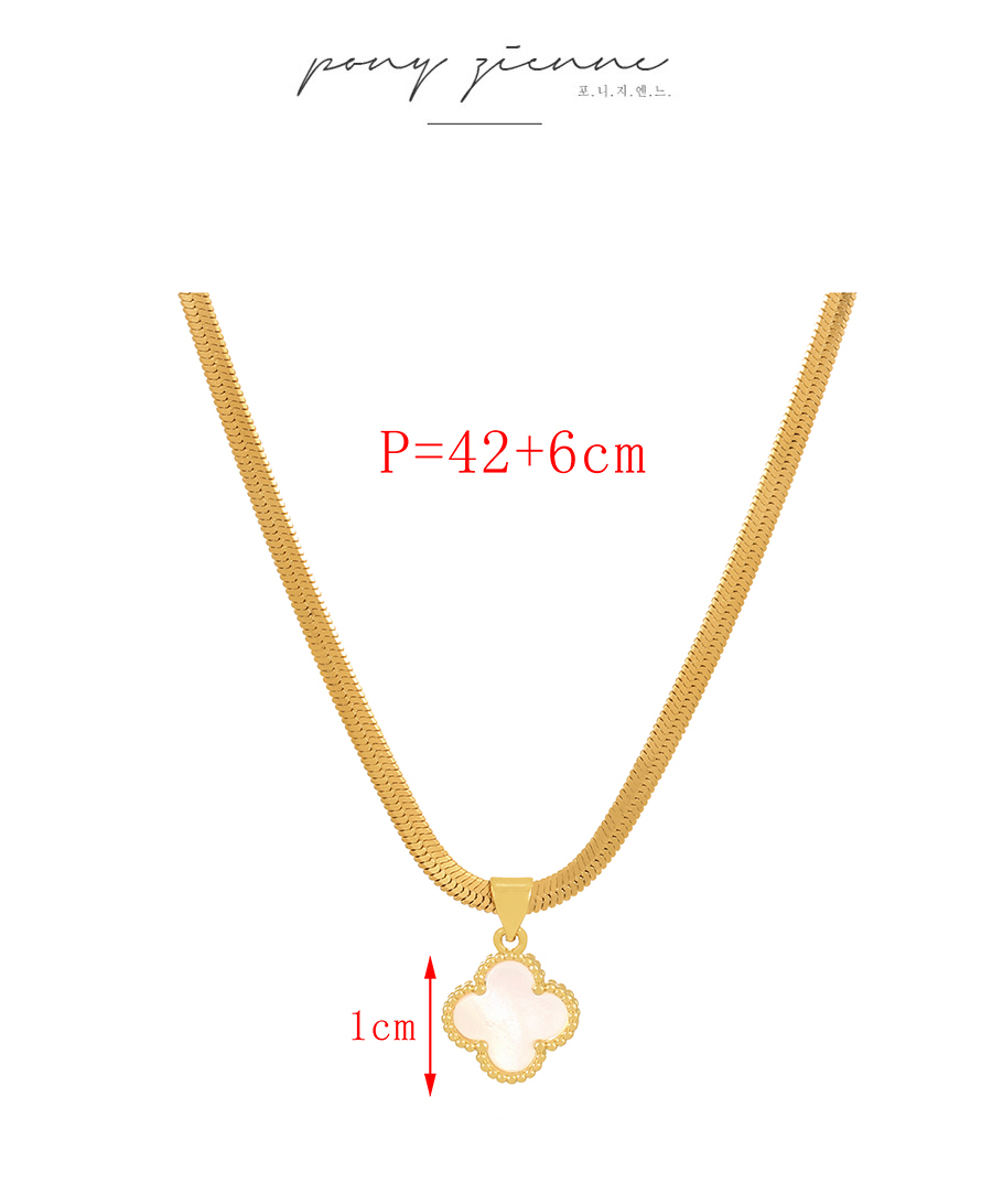 Fashion Gold Titanium Snake Bone Chain Clover Shell Necklace,Necklaces