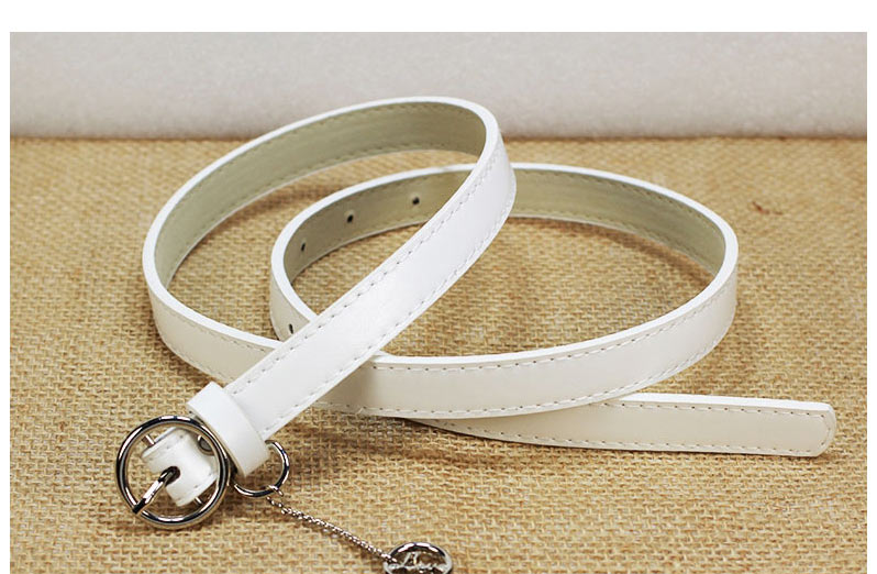Fashion White Faux Leather Round Pin Buckle Wide Belt,Wide belts