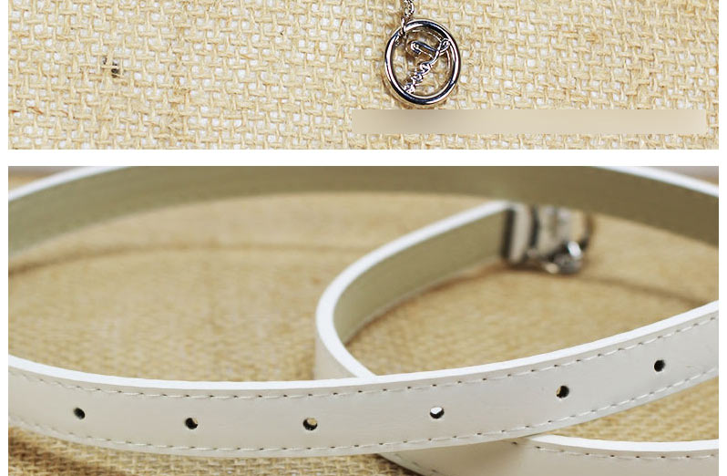 Fashion White Faux Leather Round Pin Buckle Wide Belt,Wide belts