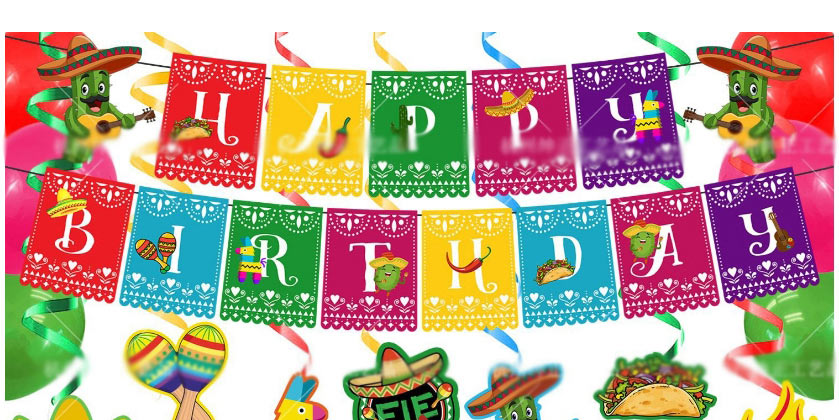 Fashion Mexican Set Without Spiral Charm (set Of 5) Spiral Charm Balloon Cake Insert Cactus Alpaca Festive Decoration Set,Festival & Party Supplies
