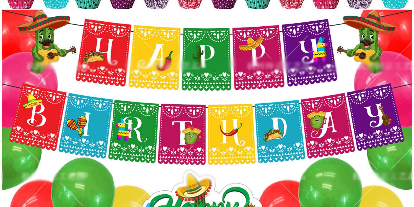 Fashion Mexican Set Without Spiral Charm (set Of 5) Spiral Charm Balloon Cake Insert Cactus Alpaca Festive Decoration Set,Festival & Party Supplies