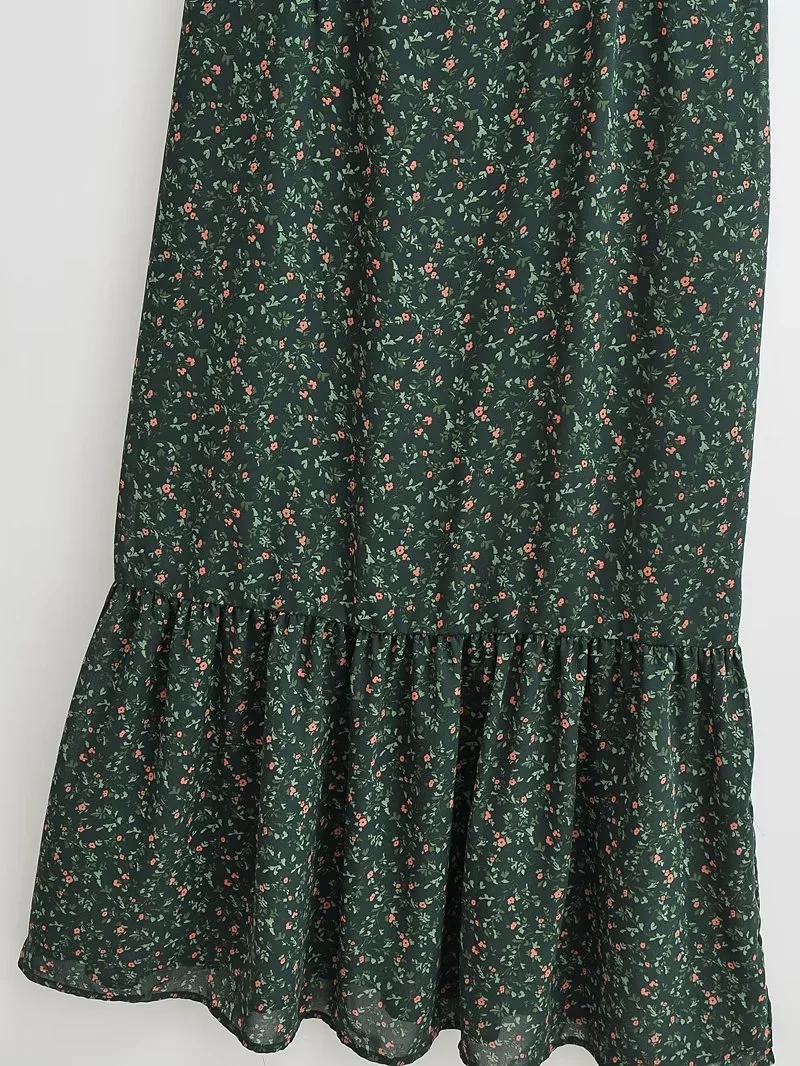 Fashion Green Geometric Print Slip Dress,Long Dress