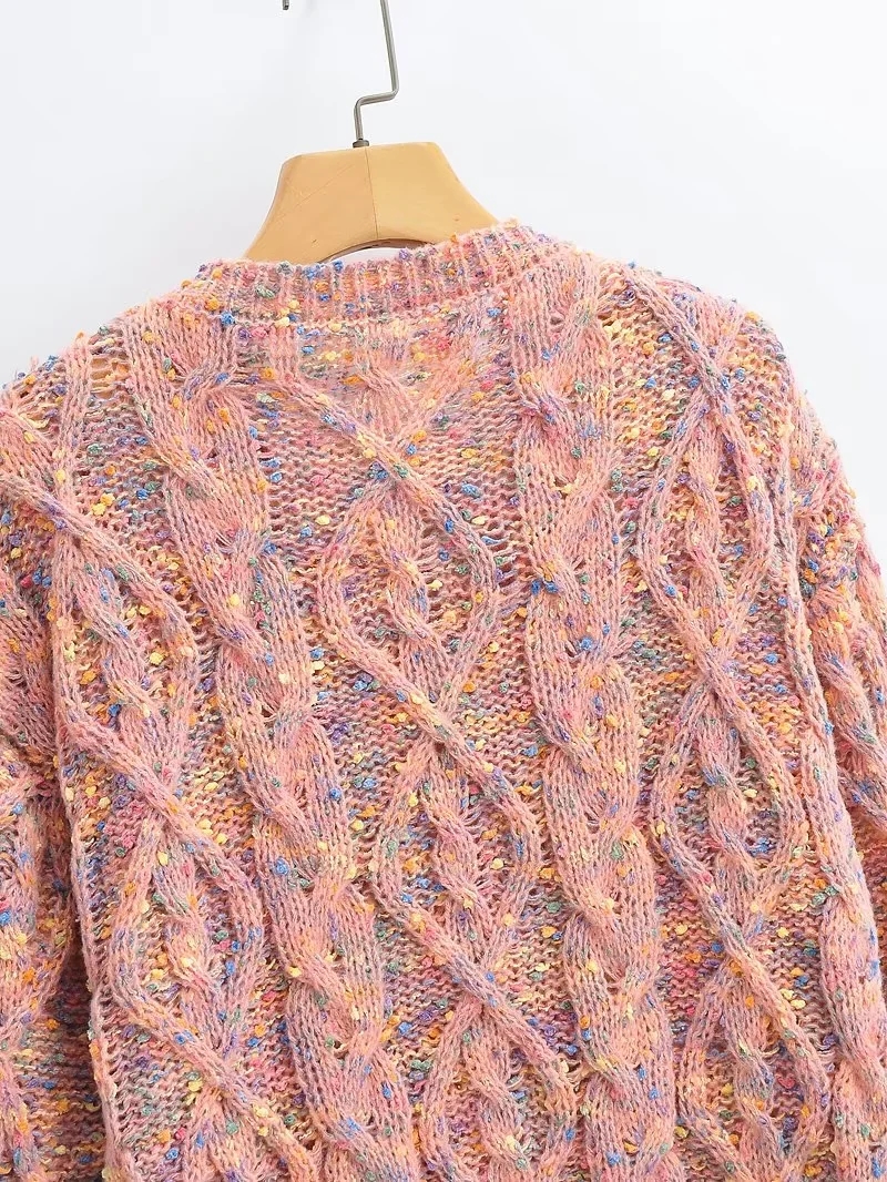 Fashion Creamy-white Colorful Twist Knit Pullover Sweater,Sweater