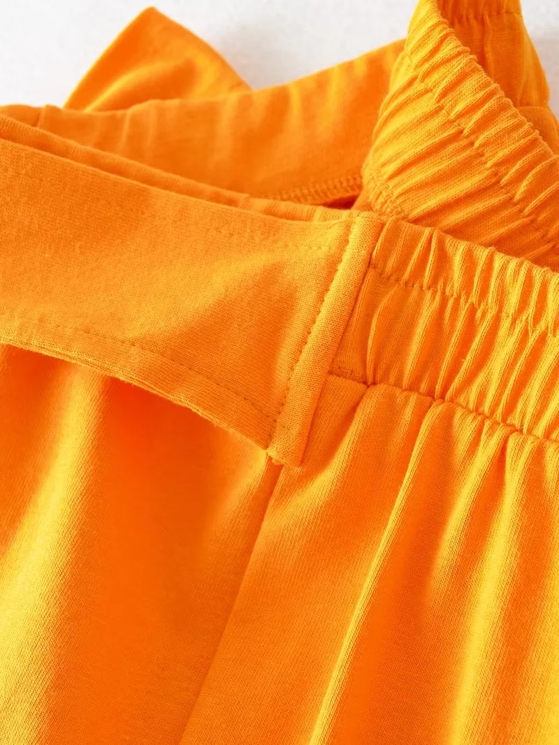 Fashion Khaki Solid Color Crew Neck Short Sleeve Lace-up Straight Pants Set,Suits