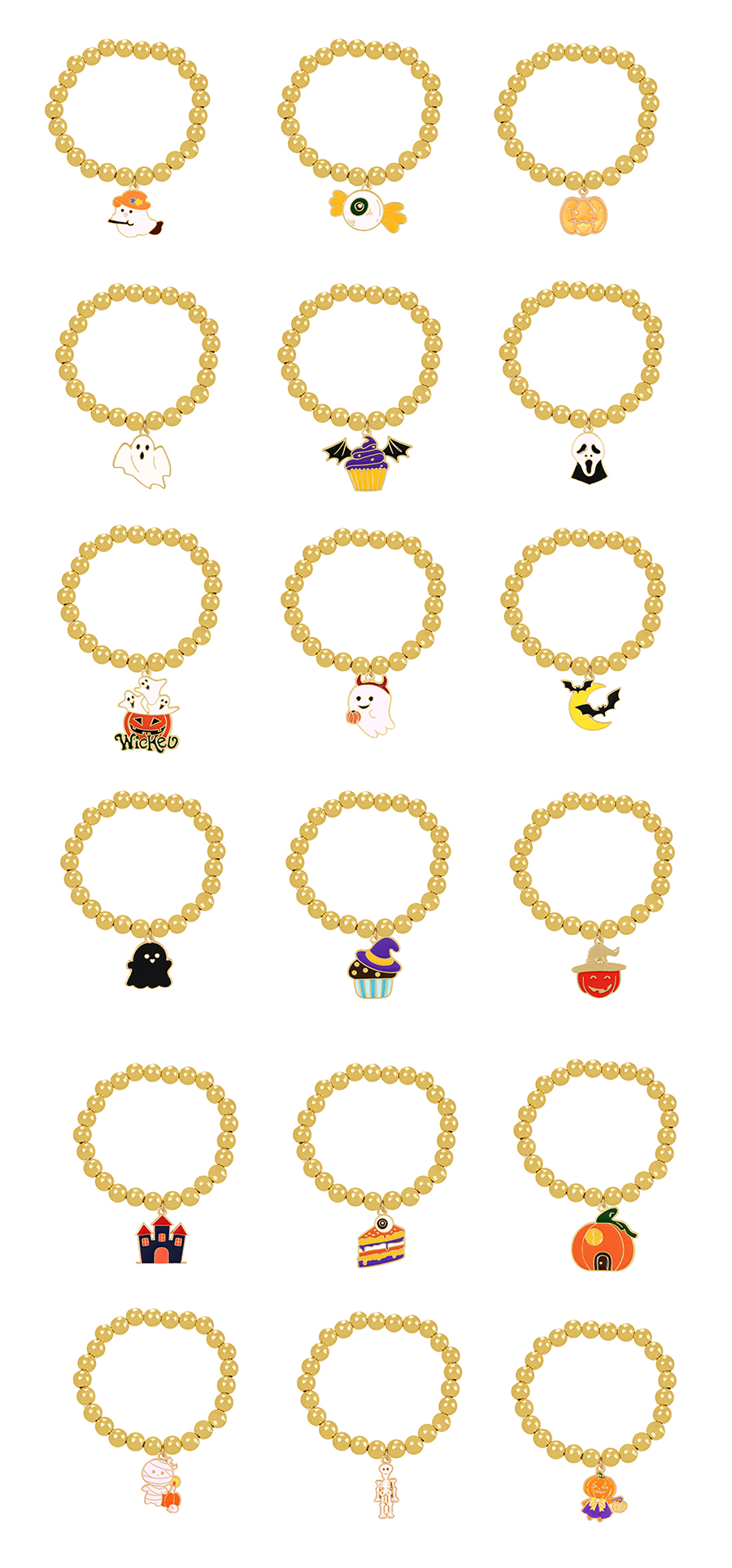 Fashion Gold-4 Alloy Drop Oil Halloween Eye Candy Beaded Resin Bracelet,Fashion Bracelets