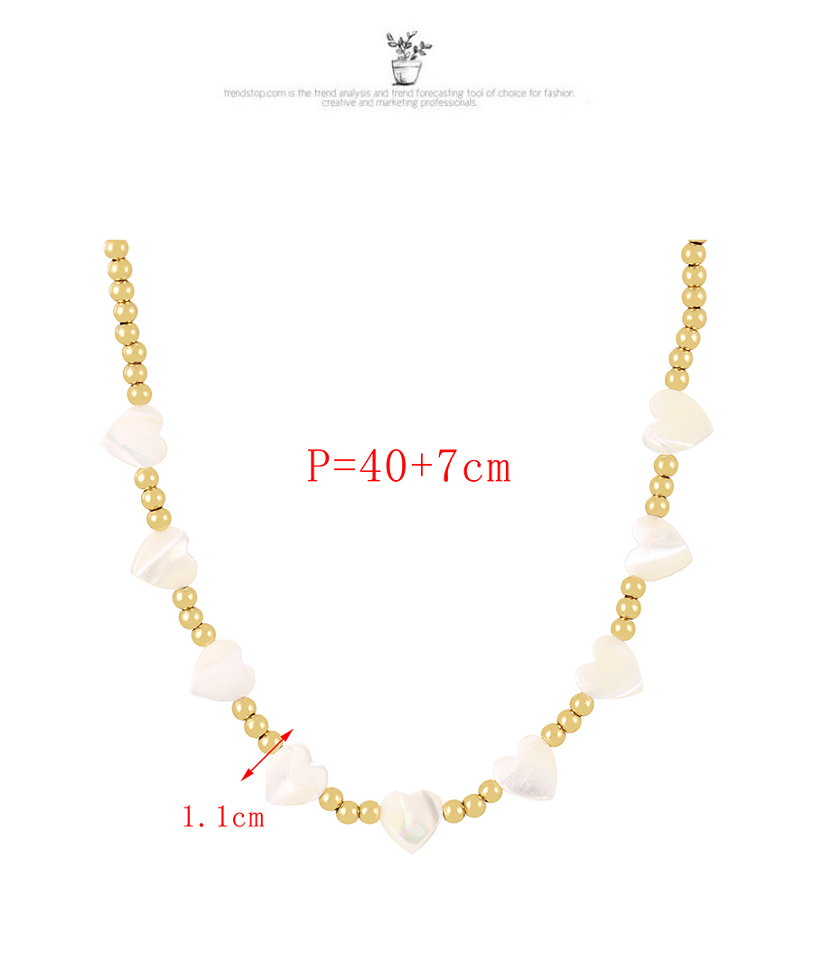 Fashion Gold Copper Beaded Shell Heart Necklace,Necklaces