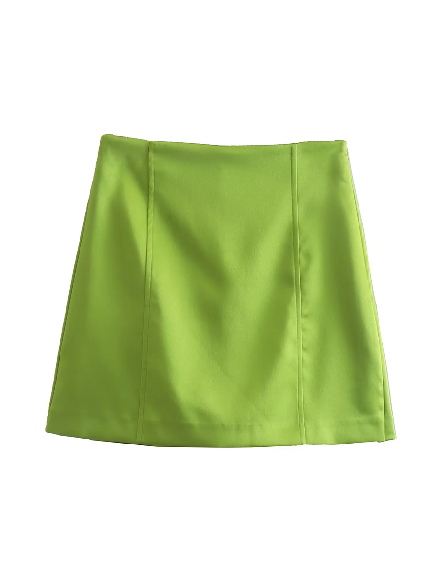 Fashion Green Silk-satin Micro-pleated Culottes,Shorts