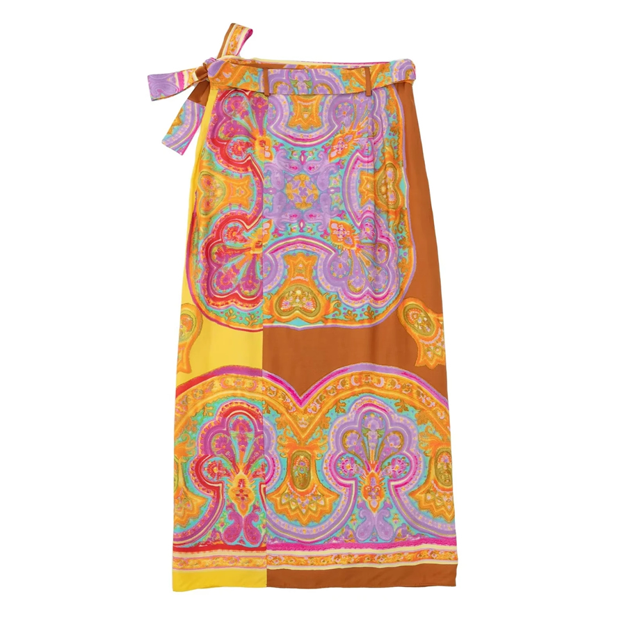 Fashion Color Printed Knotted Skirt,Skirts
