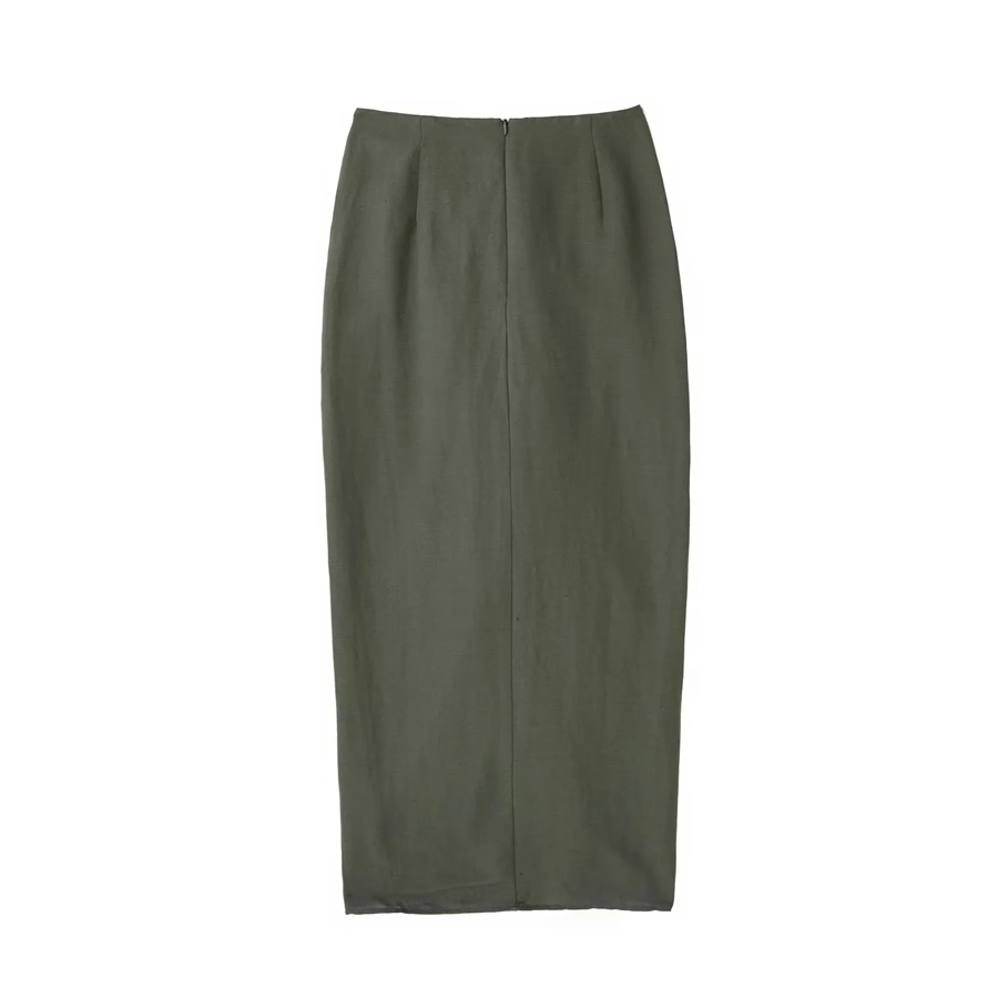 Fashion Green Linen Knotted Skirt,Skirts