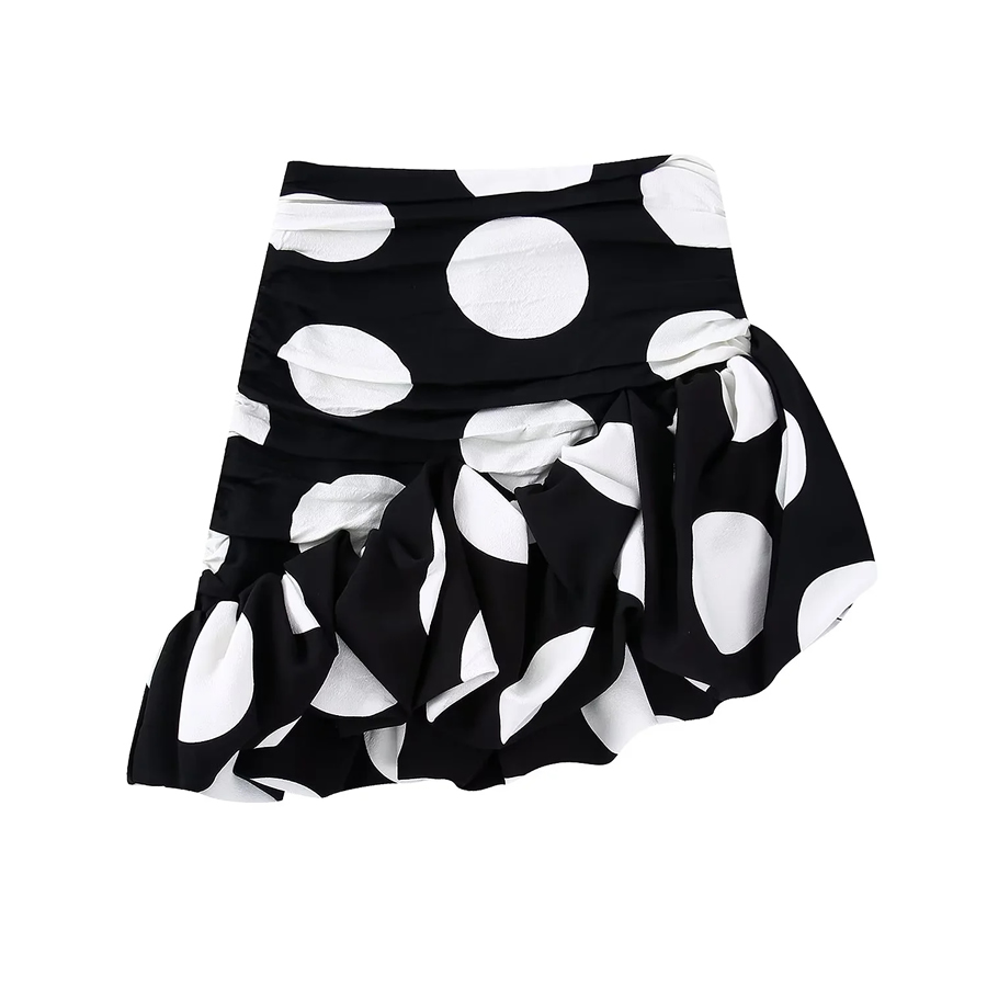 Fashion Black Polka Dot Irregular Skirt,Skirts